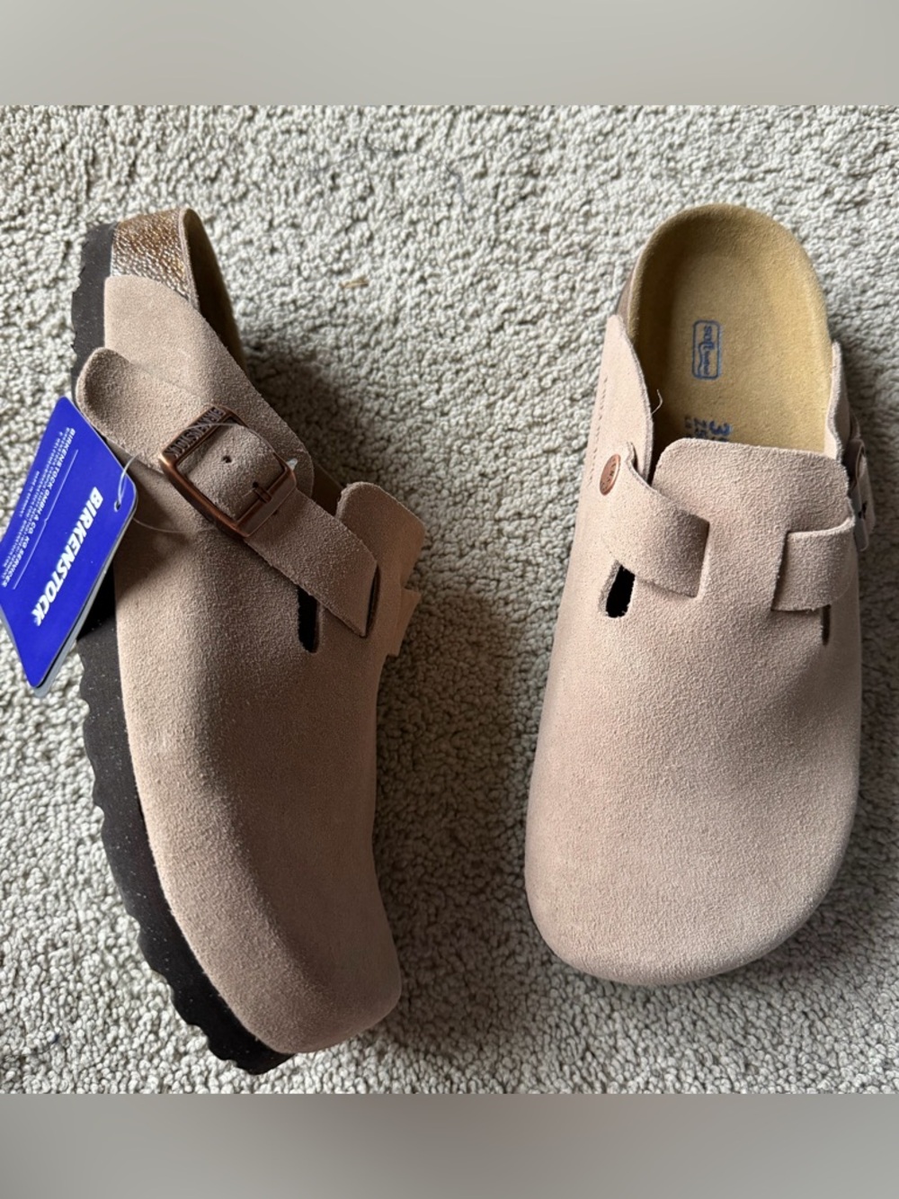 Birkenstock Suede Boston Clog in Taupe size 39 women’s 8 men’s 6